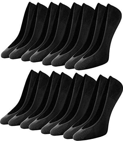 Toes Home Füßlinge Ballerina Socken Damen 8 Paar, Unsichtbare Sneaker Socken Damen Füsslinge mit Rutschfest Silikon No Show Atmungsaktiv Halbsocken Schwarz 35-38 (S)
