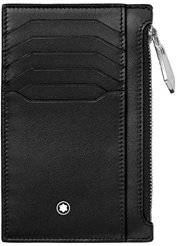 Montblanc Meisterstück Etui 8 cc mit Reißverschlussfach aus Leder in der Farbe Schwarz, Maße: 13,5cm x 8,5cm x 0,5cm, 129686