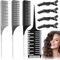 8 Pezzi Pettine Per Meches Set Comb Per Tinta Capelli Pettine Balayage Peine a Coda Professionale Antistatico Pettine Iro Comb Per Colorazione Evidenziazione Micro Intrecciatura Adatto Uomini Donne