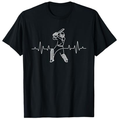 Cricket Game Heartbeat - Batsman Cricketer Bowler Batting T-Shirt