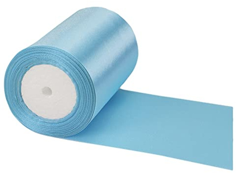POPOYU Cinta de Satén 10CMx23M de Ancho, Cinta Azul Cielo Real Gruesa para una Gran Inauguración, Corte de Cinta de Negocios, Ceremonia, Lazo, Sillas de Boda, Fajas de Concurso, Cumpleaños