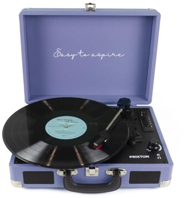 PRIXTON Tocadiscos de Vinilo Vintage VC400, Reproductor de Vinilos y Música por Bluetooth y USB, Digitalización de vinilos, 2 Altavoces Incorporados, Diseño de Maleta, Color Lila