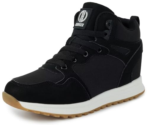 GURGER Zapatillas de Cuña para Mujer Zapatillas de Deporte Altas Tacón Cuña Plataforma Sneakers Negro 38