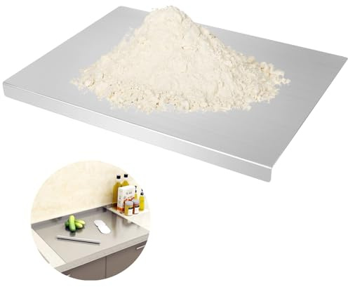 Tabla de cortar de acero inoxidable 30 x 40 cm, tabla de cortar de cocina, tabla de cortar pesada para hornear, encimera con borde de parada para carne, verduras, cocina, bar