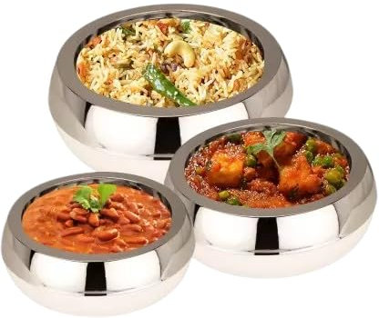 Palazio Ultra Super Set gryta (600, 800, 1 200 ml) med kajal | högkvalitativt inre lager av rostfritt stål | BPA-fri | dubbelväggig isolering | lock med stängning | krompolering