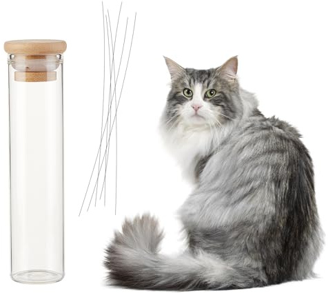 NICENEEDED Cat Whisker Jar, Cat Whisker Collector Transparent Glass Cat Whisker Vase, Cat Whisker Hair Collector Pet Keepsake Box Loss of Cat Sympathy