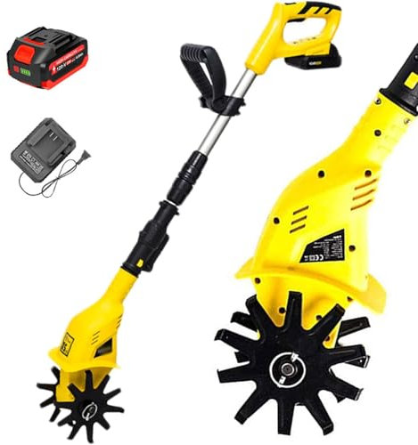 ZephyrGlow Motobineuse Électrique - 2 Roues Réglables en Hauteur et 4 Fraises, 10 cm de Largeur de Coupe, pour Jardins familiaux et pelouses,TL-02