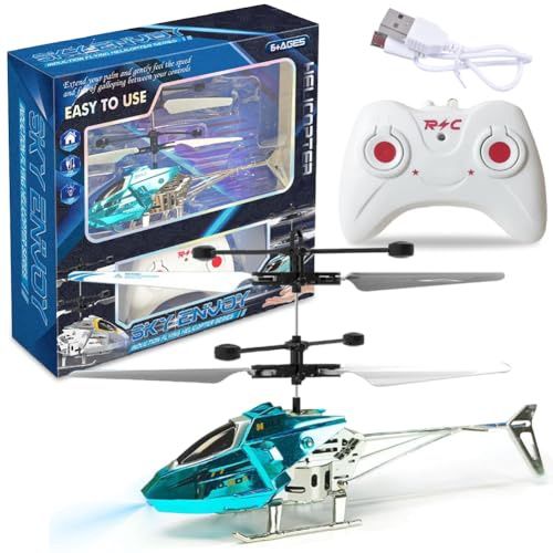 HATFRYF Remote Control Helicopter, RC Flying Toy, Altitude RC Helicopters, One Key Take Off/Landing, Easy to Fly Indoor/Outdoor RC Helicopter, Gifts Toys for Beginners 8+ Accessory (Blue)