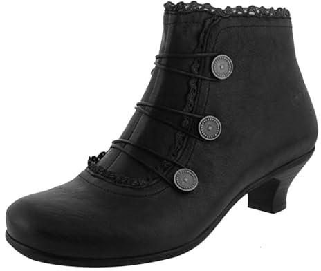 Generisch 2025 Bottes en cuir pour femme avec bout rond, lacets rétro, boucle ronde, bottines courtes à talon bas, chaussures ballerines pour femme Noir, Noir , 40 EU