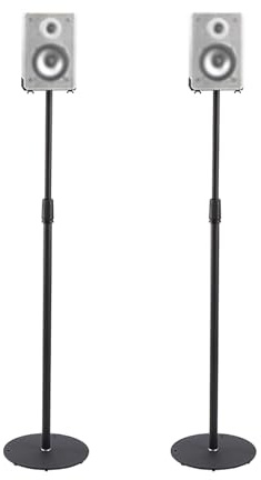 Supporto Casse Audio，Stativi per Casse，Satelliti Fino a 8 kg, Set da 2 Supporti da Pavimento,si Estende da 75 cm a 140 cm, Contiene Altoparlanti Satellitari e Piccoli da Scaffale