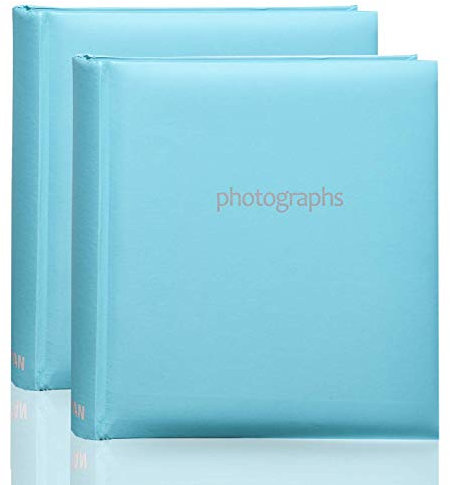 2 x Photo Album 200 6 X 4'' / 15 x 10 cm Photos Slip in Picture Album CD/DVD Pocket Memo Writing Area - Gifting Album by Arpan (Pastel Blue)