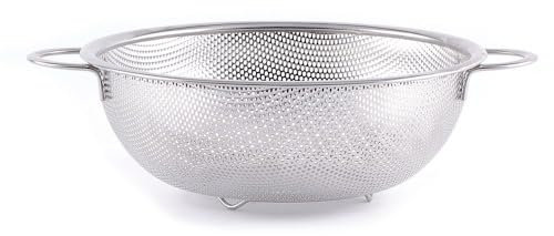 HENDI Passoire de cuisine, egouttoir, tamis pour la cuisine et le lavage des pâtes, des nouilles, des fruits, des légumes, des salades, rond, perforée, avec base et 2 poignées, ø235x(H)85 mm, Inox