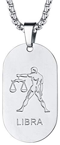 FaithHeart Collier Femme Acier Inoxydable Pendentif Signe Astrologique Balance avec Chaîne Ajustable 55cm