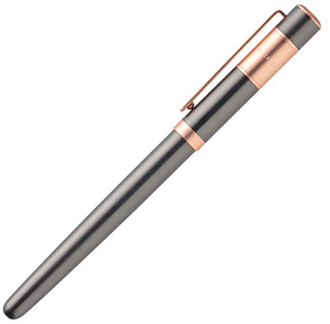 Hugo Boss Ribbon Füllfederhalter, Messing, Roségold PVD, Grau, Abmessungen: L 138 mm x T 10 mm, HSR0982D