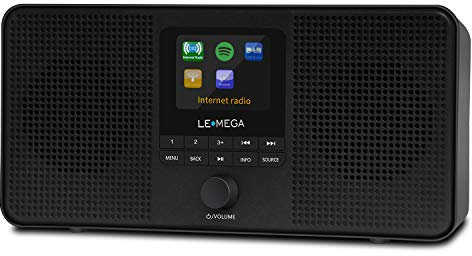 LEMEGA IR4S Stereo WiFi Internet Radio,Tragbares DAB/DAB+/FM Digitalradio,Spotify Connect,Bluetooth,Doppel Wecker,60 Voreinstellungen,Kopfhörer-Ausgang,Batteries und Netzstrom - Schwarzes Finish