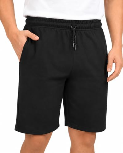 COMEOR Sportbyxor herr korta korta byxor herr shorts, korta joggingbyxor herr löparbyxor, löparshorts herr sommar bomull träningsbyxor Bermuda shorts byxor träningsbyxor tennisbyxor, svart, XXL