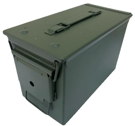 GREENZONE New .50 Cal Mil Spec Metal Army Ammo Military Storage Tin with Removable Hinged Lid with Rubber Waterproof Seal - UK Company