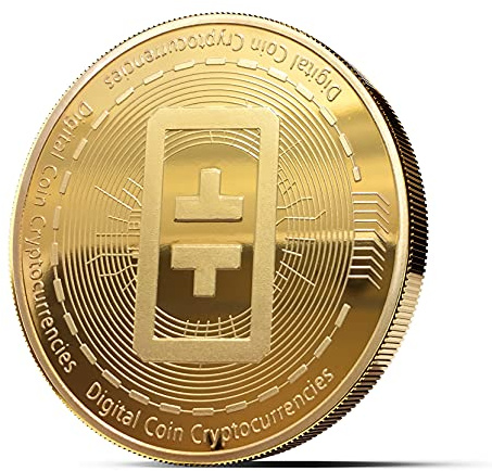 innoGadgets Médaille Physique Theta recouverte d'or véritable 24 carats. Véritable pièce de Collection avec étui de Protection, Capsule de Monnaie. Parfait pour Tout Fan de Theta