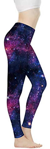 Biyejit Damen-Leggings, Yogahose mit hohem Taillenbund, Workout-Leggings, Galaxie-Stern-Muster., L