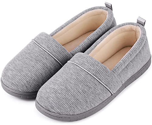 EverFoams Pantofole da donna in memory foam, leggere, in spugna, con suola in gomma antiscivolo, grigio chiaro, 38 EU