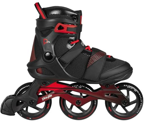 Playlife Inline Skates GT Black 110, Schwarz, Unisex für Herren und Damen, 110mm/80A Rollen, ABEC 7 Kugellager, Art. nr.: 880272 38