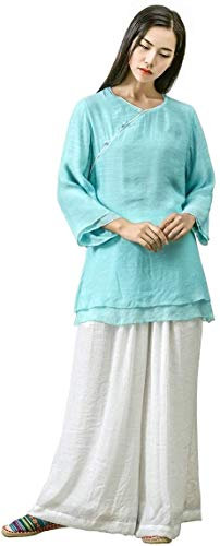 Vier-Jahreszeiten-Tai-Chi-Uniform-Set, Kampfsportanzug für Damen, Tai-Chi-Kleidung, Zen-Meditationsuniform, Kung-Fu-Kleidung aus Seide und Baumwolle, Zen-Meditations-Yoga-Anzug (Farbe: Blau + Weiß,