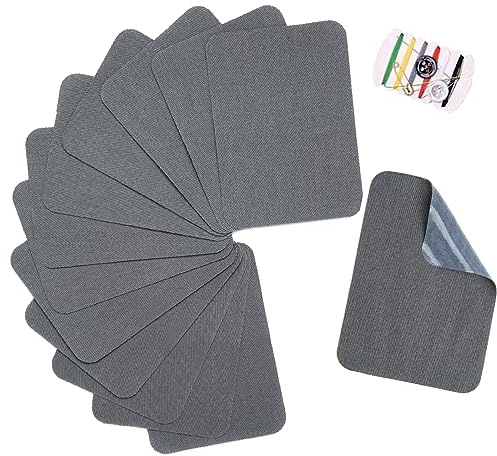 TXSN 12PCS Iron-on Repair Patch, Cotton Repair Patch for Clothes Pants Mending and Decorating Size 3 by 4-1/4, Dark Grey