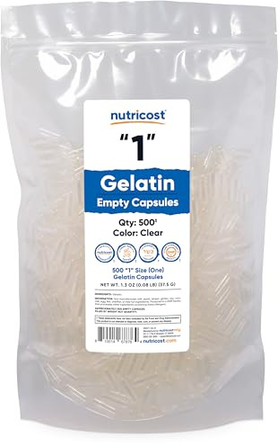 Nutricost Empty Capsules Gelatin Size 1-500 Clear Empty '1' Gel Capsules