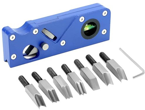 QWORK® Cepilladora de bordes de carpintería, cepilladora de chaflán portátil con 7 cabezales de fresado, cepilladora manual de chaflán