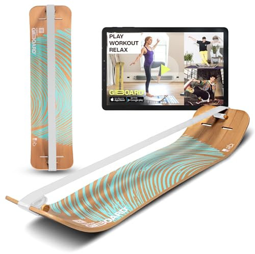 GIBBON Giboard-Set - Zen Blue | Innovatives Balance Board | Gleichgewichtstrainer | Interaktives Training mit App | Für zu Hause & unterwegs | Ideal für Tricks & Workouts | Inkl. Slackline