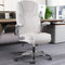 KCREAM Bürostuhl,Weißer Stuhl Ergonomischer Chefsessel 180kg Belastbarkeit, PU Leder Schreibtischstuhl mit hochklappbarer Armlehne,Office Chair mit Verstellbarer Lendenwirbelstütze