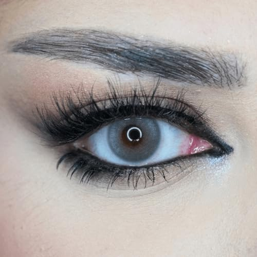 Venus® Lentilles Grises Sans Correction - 0,00 Dioptries - Lentilles de Contact Annuelles Souples pour Femmes - Compatible avec les Lunettes - 1 Paire - 365 Jours - 14 mm - Gris
