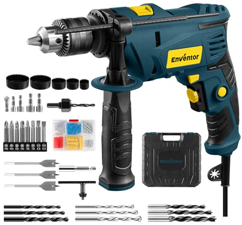 Enventor Taladro Percutor con Cable 900W, 37 Accesorios, Función 2 en 1