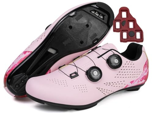 Treer Chaussure Velo Route Hommes, Chaussures Velo Route Chaussures de Cyclisme Homme et Femmes VTT Velo Route avec Look SPD Crampons Antidérapants 36EU-47 EU