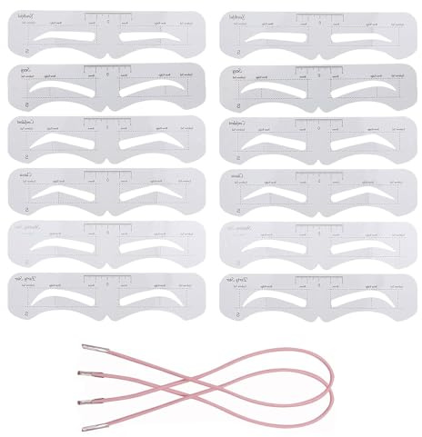 12 stencil per sopracciglia, riutilizzabili, con fascia elastica, per principianti e professionisti, strumento per trucco fai da te per donne