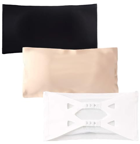 KRENIE Girls Strapless Bandeau Bra – 3 Pack Soft Seamless Tube Bra – Breathable Underwear with Removable Pads – Comfortable Trackless Bralette for 10-18 Years Teens