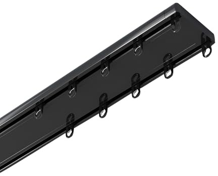Riel de montaje en techo de doble fila de 120 cm, sistema de riel deslizante para sala de estar y dormitorio, divisor de habitación negro, diseño fácil y moderno