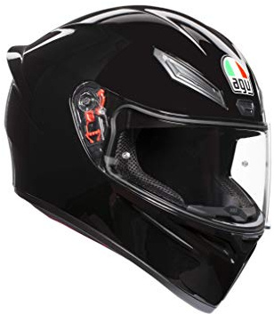 K1 Agv E2205 Solid Casco Moto Uomo, Nero, XS