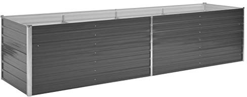 yorten Pflanzkübel Gartenpflanzen Blumentopf Gartenbeet aus Verzinkter Stahl Grau Offene Unterseite 320 x 80 x 77 cm (L x B x H) für Gartenpflanzen
