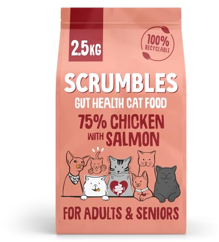Scrumbles All Natural Dry Cat Food With Chicken and Fresh Salmon, High Protein Food for Adults And Seniors, 2.5 Kg,pink bag