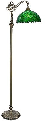 LANMOU Lámpara de Pie Estilo Banquero Retro, Lámpara de Salón Vintage con Interruptor de línea Pull E27 Lámpara de Suelo de Vidrio Verde para Dormitorio Oficina