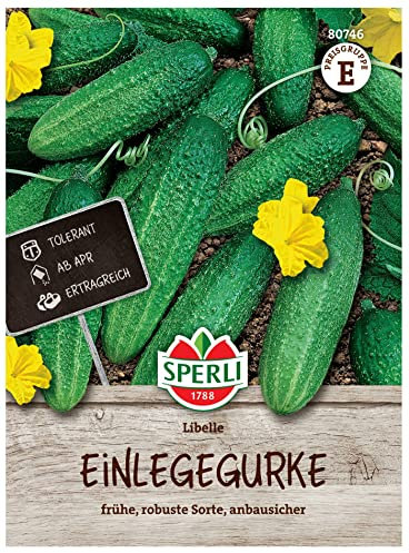 80746 Sperli Premium Gurken Samen Libelle | Frühe Robuste Sorte | Gurkensamen alte Sorten | Mini Gurken Samen | Gurken Samen Freiland | Snackgurken Samen | Freilandgurken Samen ca. 35 Samen