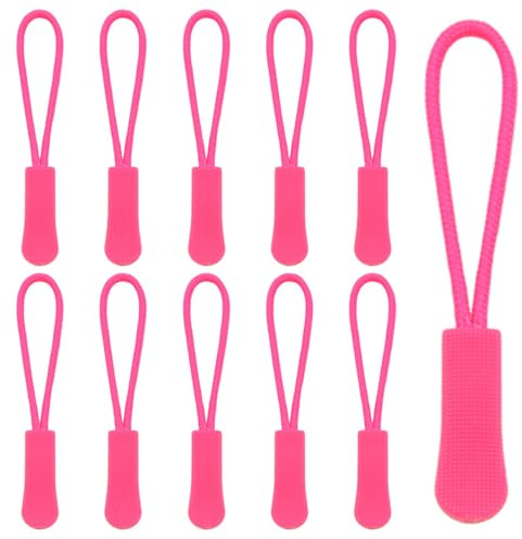 Hocansen 50Pcs Zipper Pulls 66mm/2.59in Zipper Extension Pulls Zip Fixer Dark Pink Zip Puller Tab Tags Replacement for Backpacks, Clothes, Purse(LT/Dark Pink)