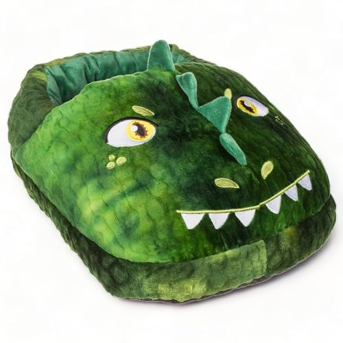 MIJOMA – Mysig plysch-fotvärmare, 100 % polyester, mångsidig design, perfekt för avkoppling och värmeterapi, en storlek, 35 x 28 cm, passar båda fötterna (dinosaurie)