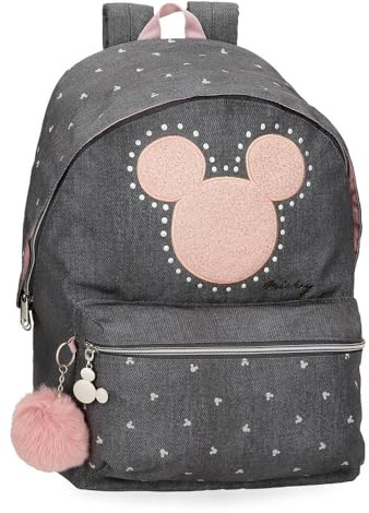 Disney Joumma Mickey Studs Zaino Scuola per Portatile Adattabile Nero 31 x 44 x 15 cm Poliestere 20,46 L, Nero, Zaino Scuola per Portatile Adattabile