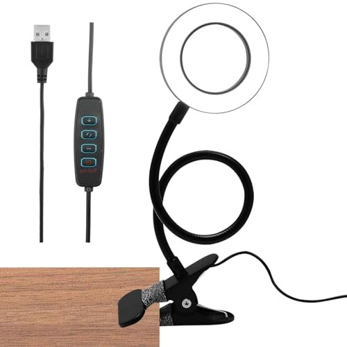 Magnifying Glass with Light 5X Magnifying Lamp, 3 Adjustable Colour Modes LED Magnifying Glasses, USB Powered Magnifier Lamp with Metal Clamp for Bedroom Dormitory