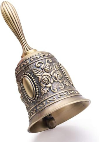 FANXIYA Handglocke, Messing Tischglocke Hand Glocke Weihnachten Handklingel Klassische Mahlzeitglocke Hand Weihnachtsglocke (Bronze-Farbe)
