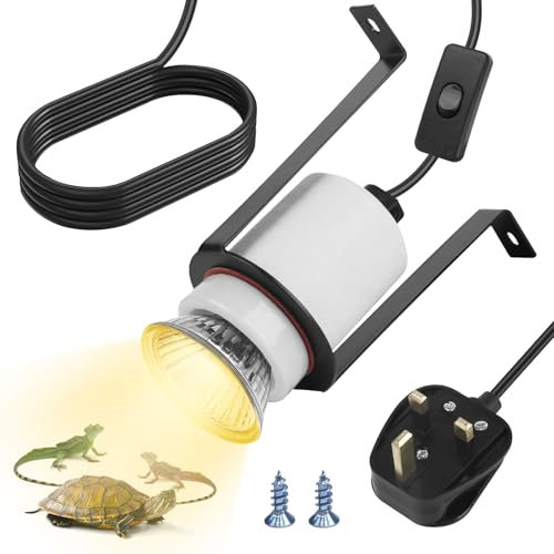 Mineup Reptile Heat Lamp Holder, E26/E27 300W Reptile Ceramic Heat Lamp Holder with On/Off Switch, 360° Adjustable Bulb Pet Heater Bracket for Snake Lizard Turtle(No Bulbs) [Energy Class A]
