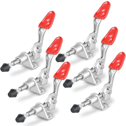 6 Stück Kniehebelspanner, Schnellspanner Spannklemme Waagrechtspanner Knebelklemme Niederhalter Verstellbar Horizontaler Klemme Handwerkszeug mit Schrauben für Maschinenbetrieb, Zimmerei, Schweißen