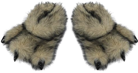 Moonlove Plush Slippers Furry Realistic Cartoon Monster Paw Warm Slippers Unisex Adult Women Men Animals Dinosaur Claw Winter Indoor House Soft Shoes Cosplay Costume Accessories